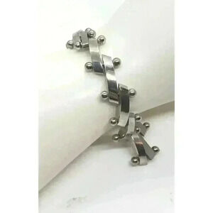 Vintage Bracelet  Bar Link Fancy 925 Sterling Silver MCM Mod Brutalist Gift